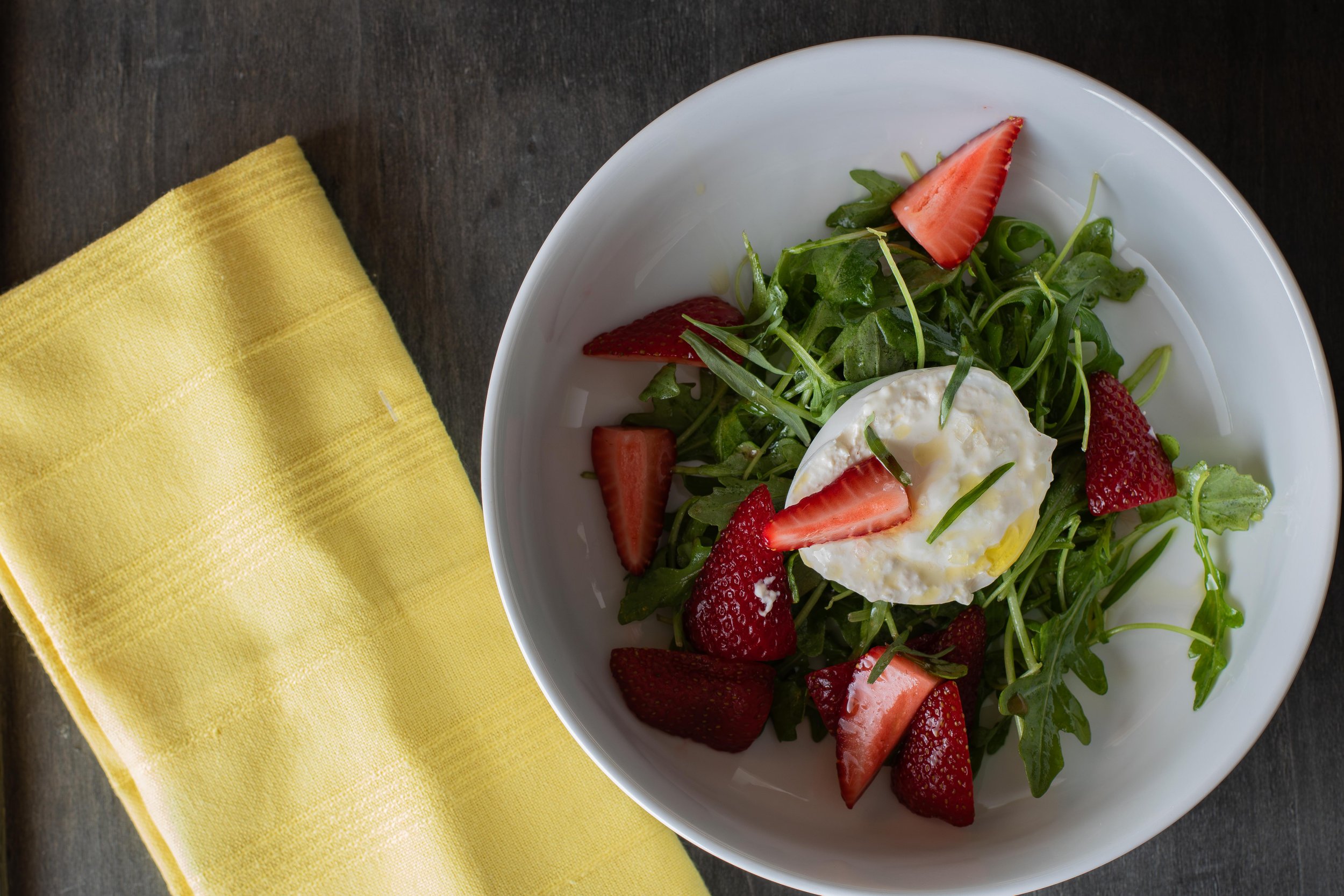 Strawberry &amp; Burrata Salad with Arugula and Tarragon