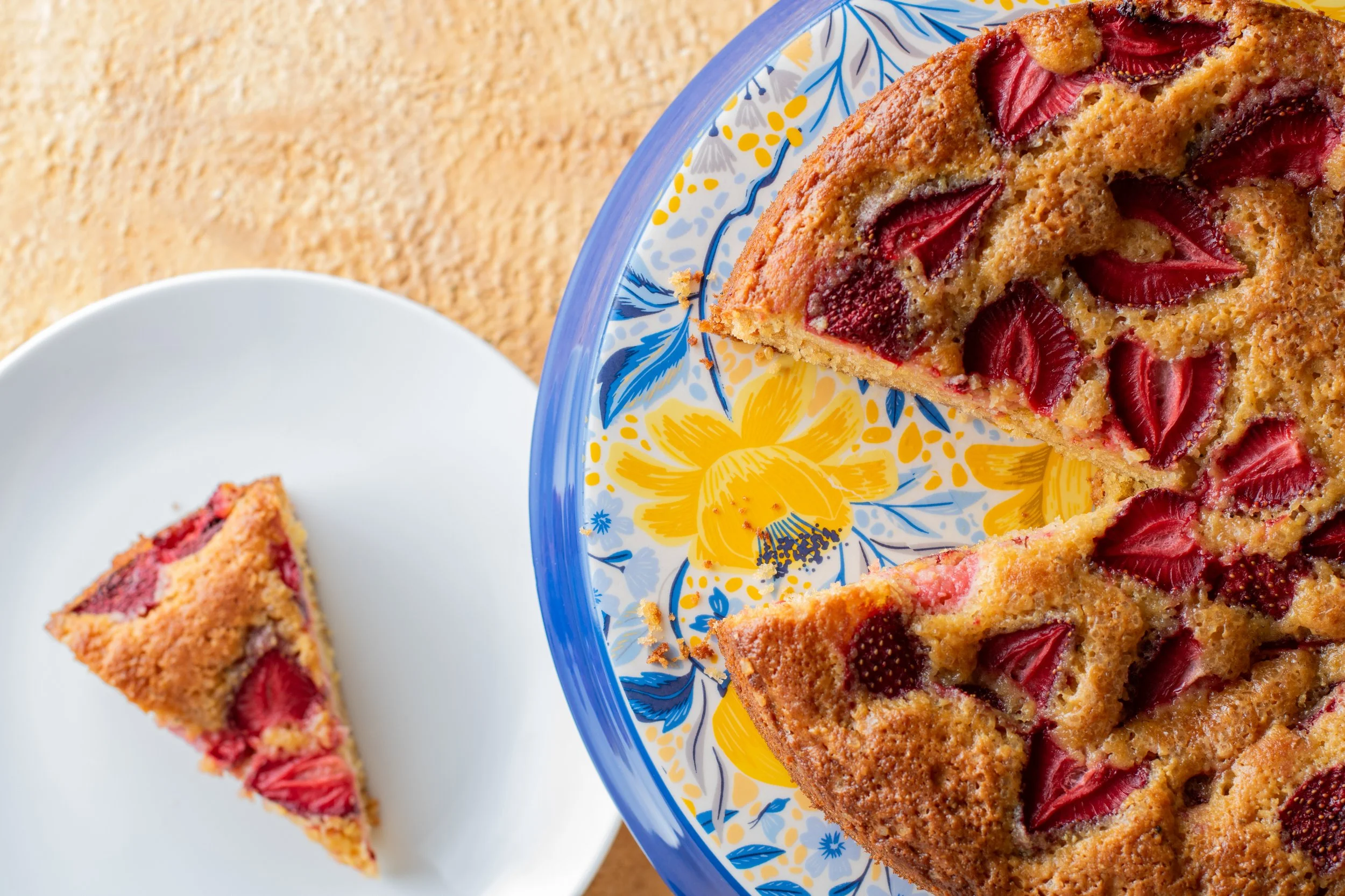 Strawberry Cornmeal Cake with Sorghum