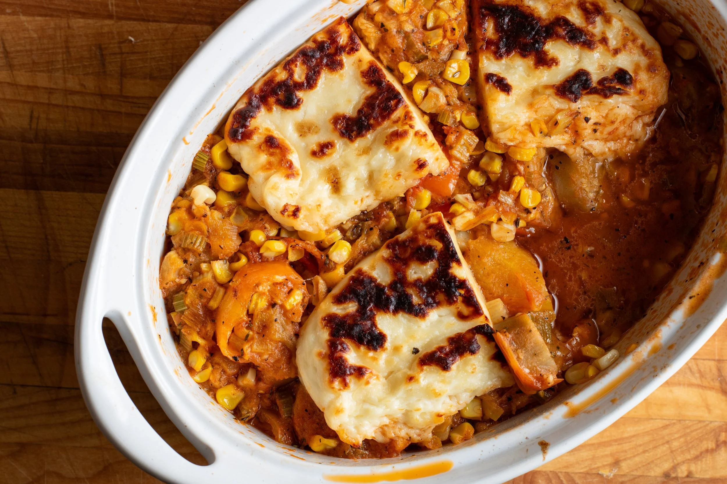 Summer Vegetable Bake with Halloumi
