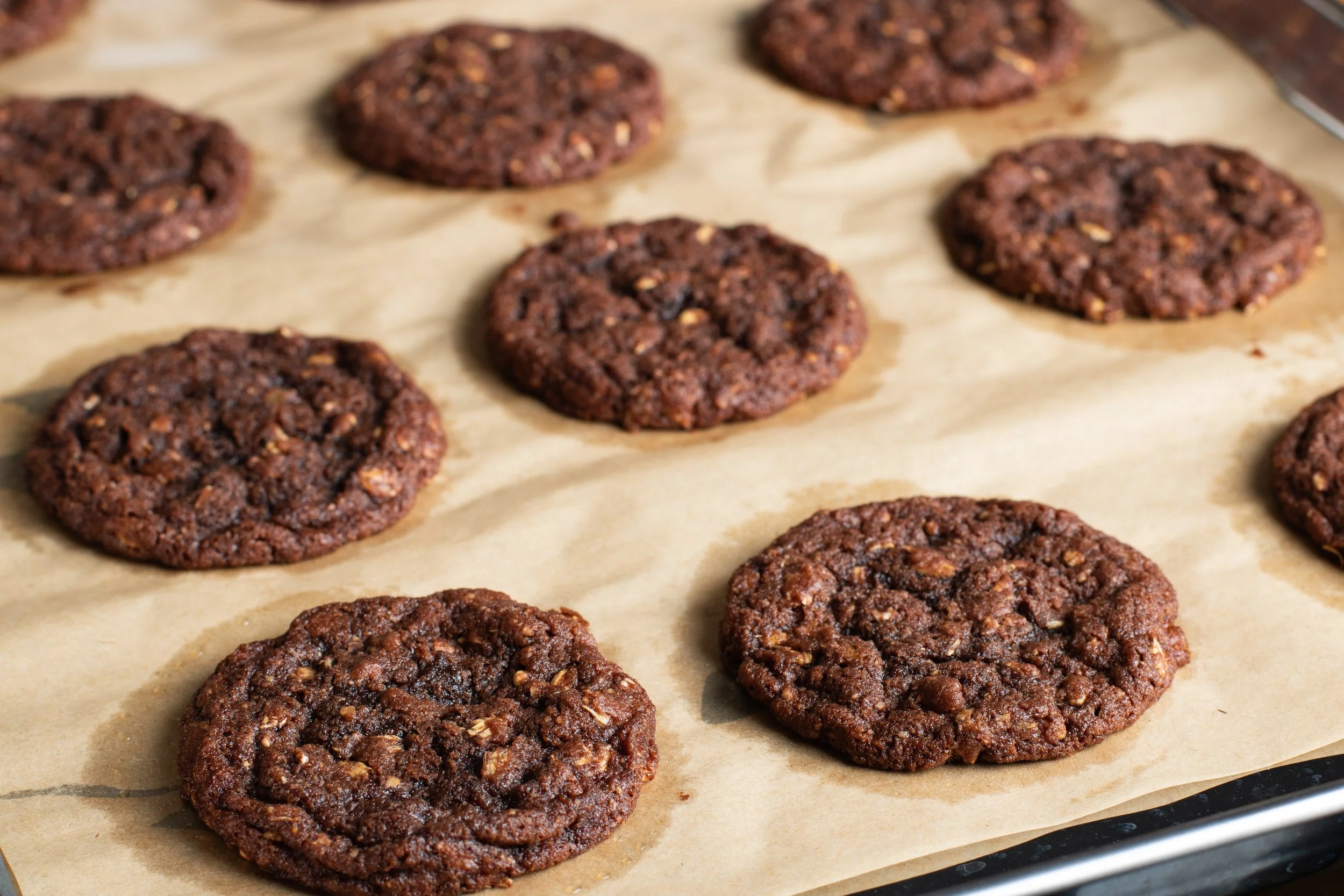 Chocolate Peanut Butter Barley Cookies