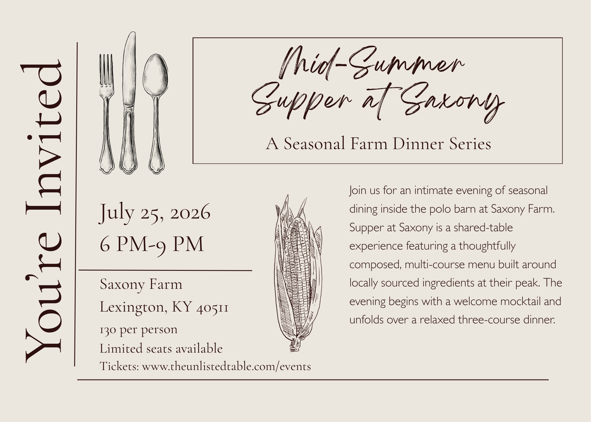 Supper at Saxony: Mid-Summer Supper Saturday July 25th