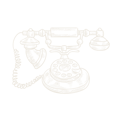 Black and white illustration of a vintage rotary telephone.