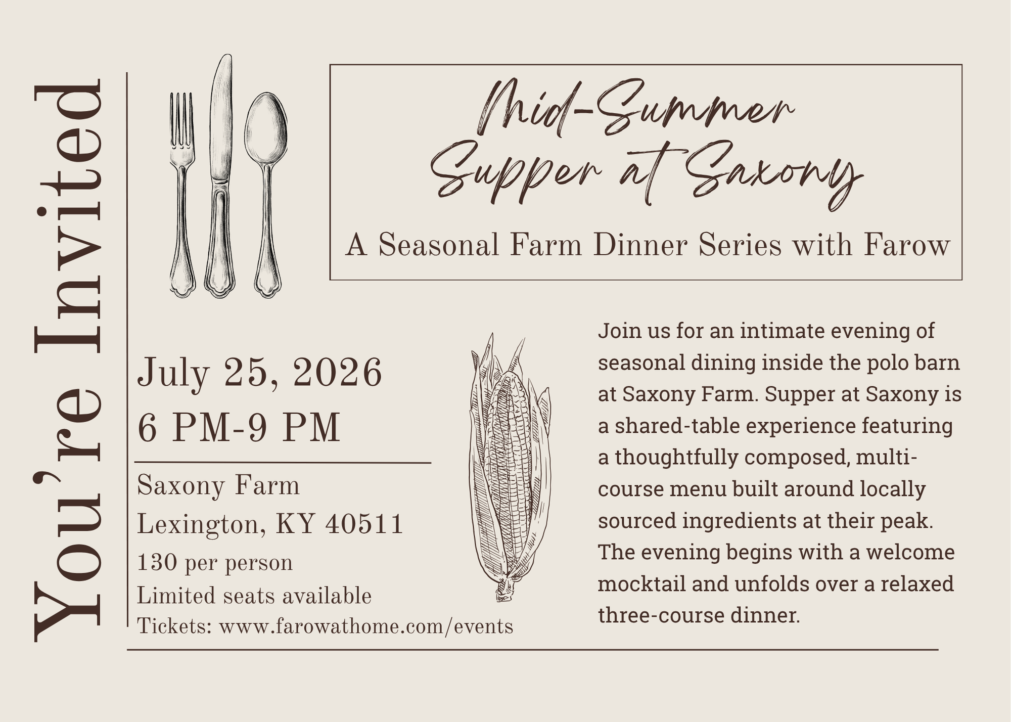Supper at Saxony: Mid-Summer Supper Saturday July 25th