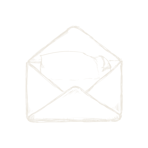 Black background with a white sketch of an open envelope with a letter inside.
