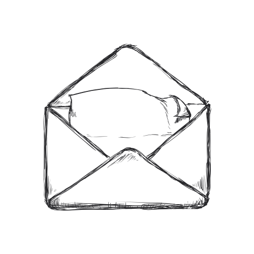 Drawing of an open envelope with a letter inside.