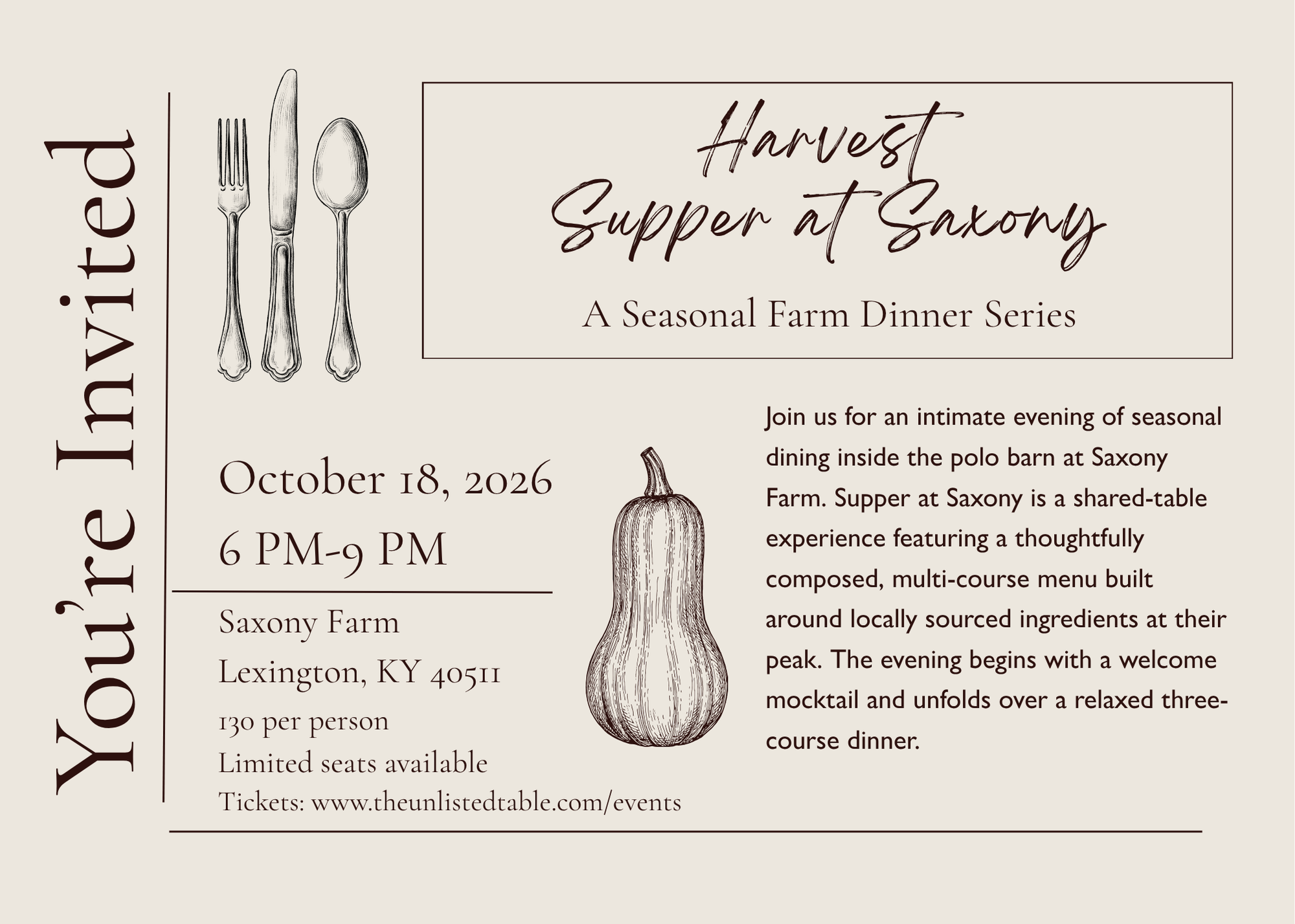 Supper at Saxony: Harvest Supper Sunday October 18th