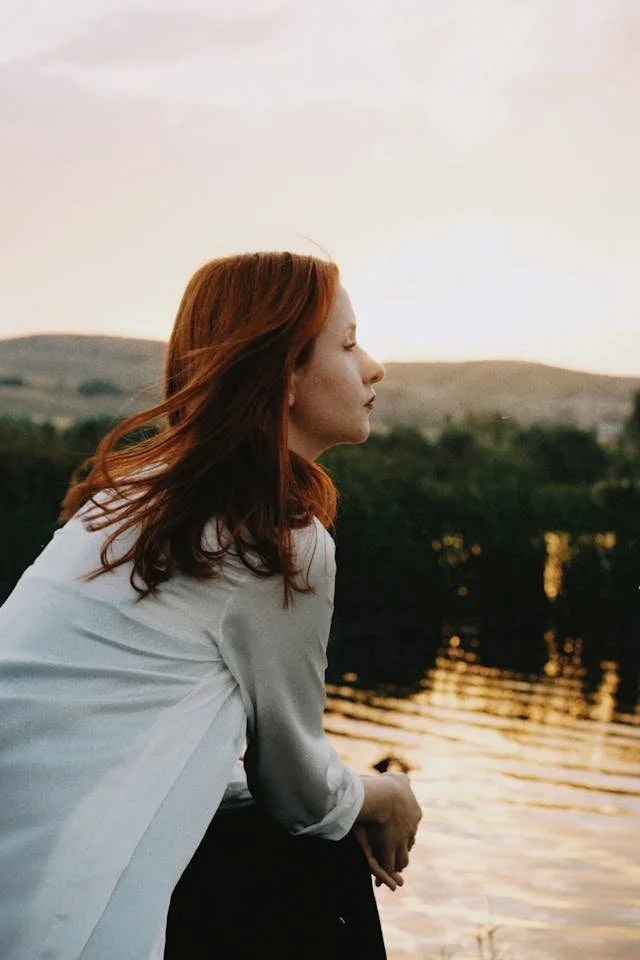 A woman by the lake