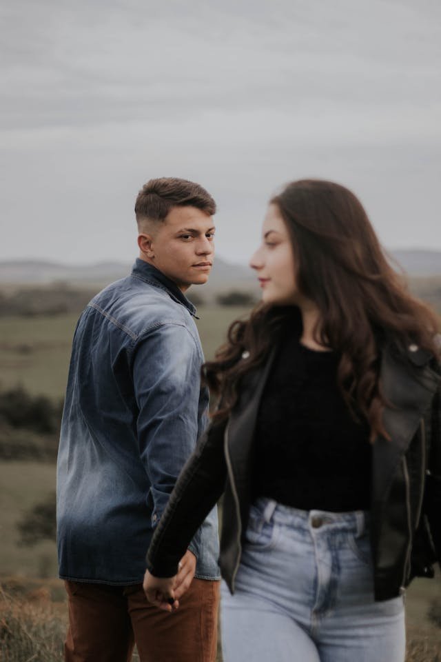a couple that is looking two different ways