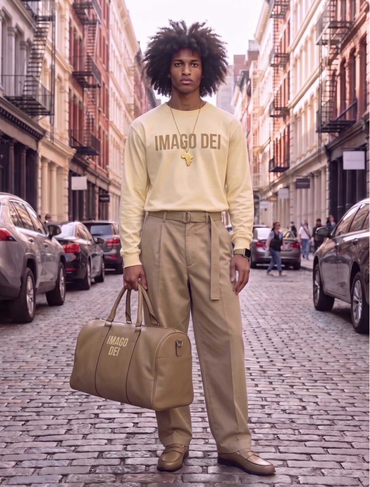 Belted Barrel-leg Chino Pants