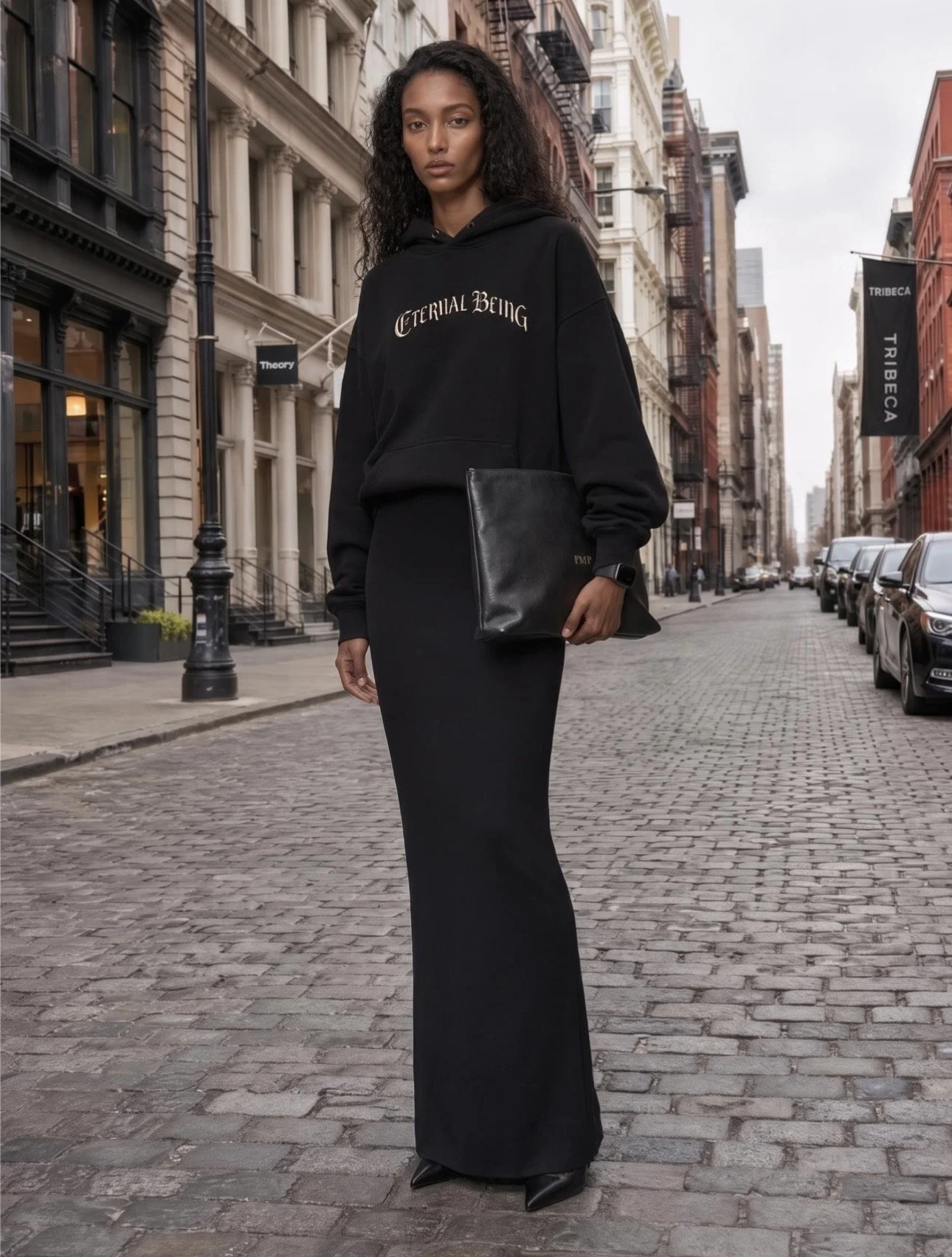 “Eternal Being” Essential Heavyweight Hoodie and Fitted Long Knit Skirt