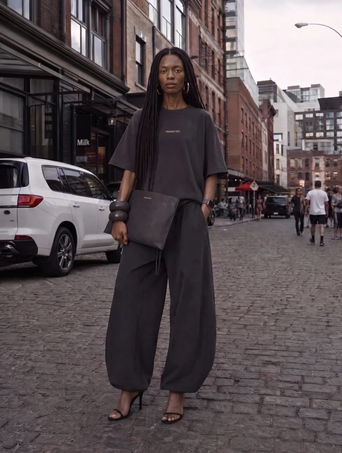 Oversized One- Piece Boxy T-Shirt and Barrel Leg Pants