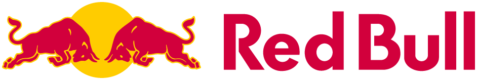 Red Bull logo with two red bulls charging towards each other in front of a yellow sun.