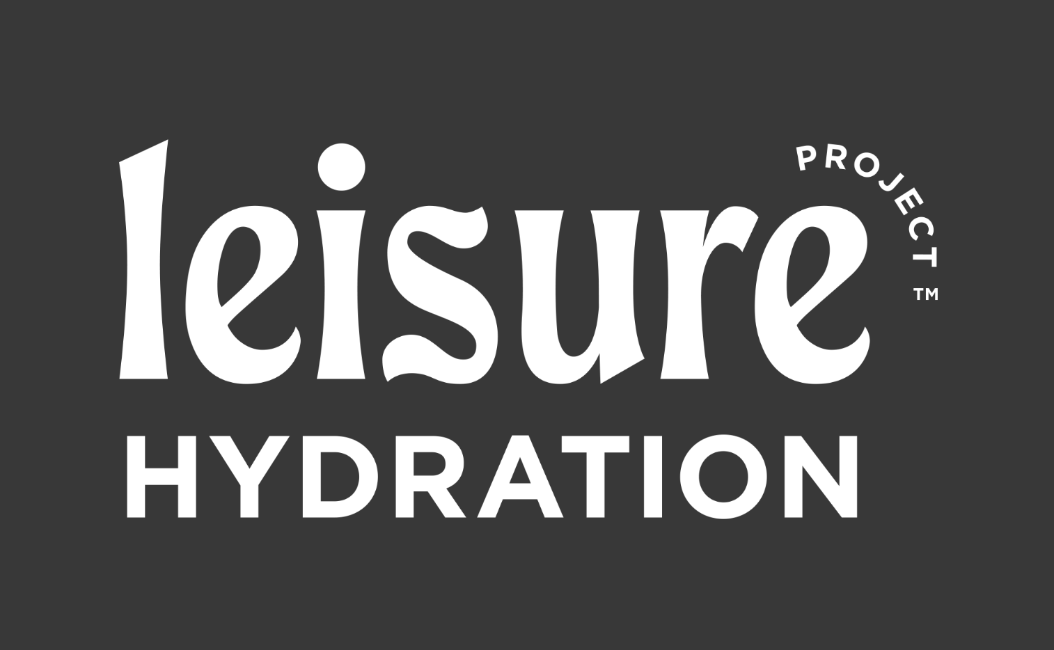 Logo for the Leisure Project Hydration with stylized white text on a dark background.