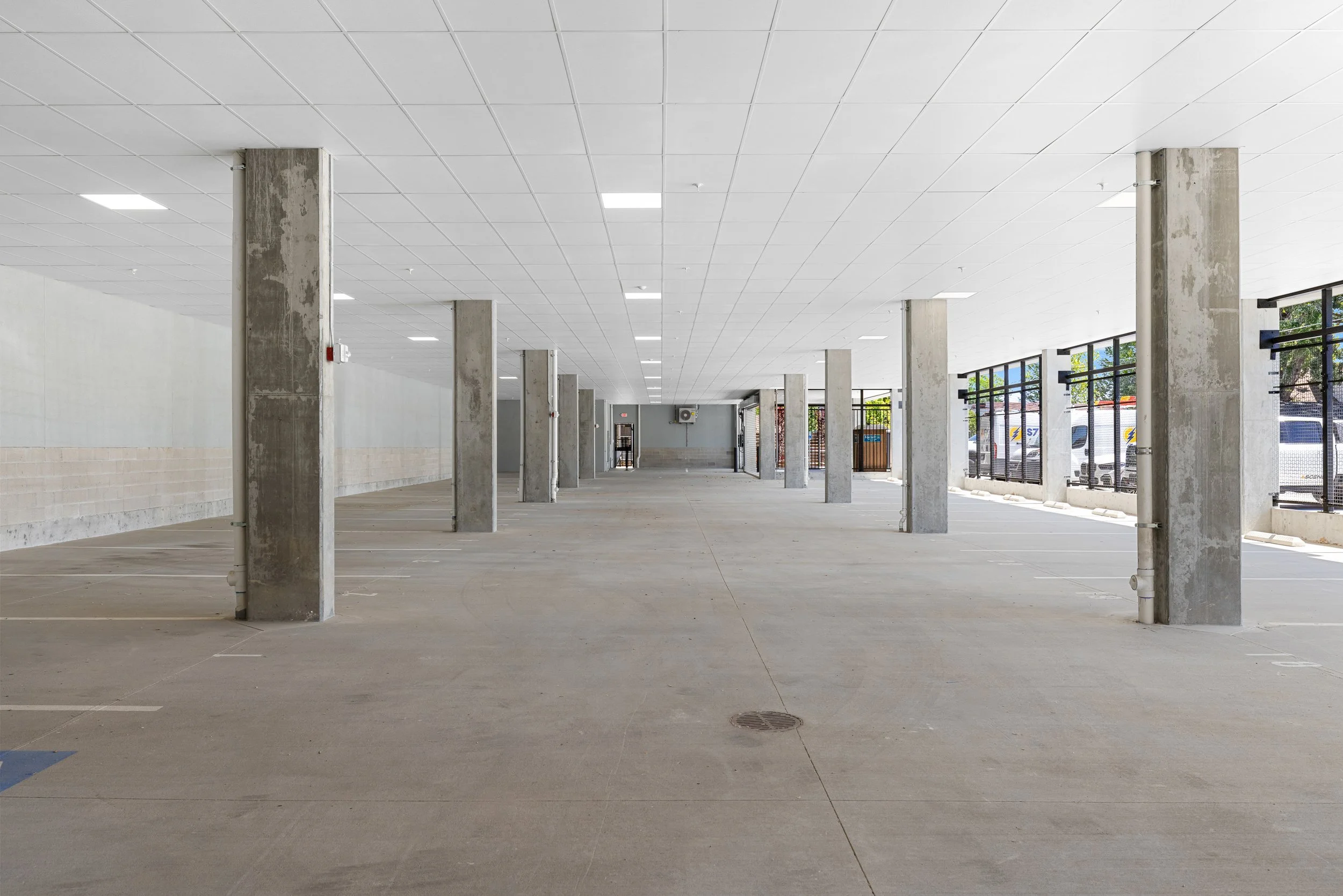 Parking garage at The Hemingway condominium building in Downtown Eagle, Idaho.