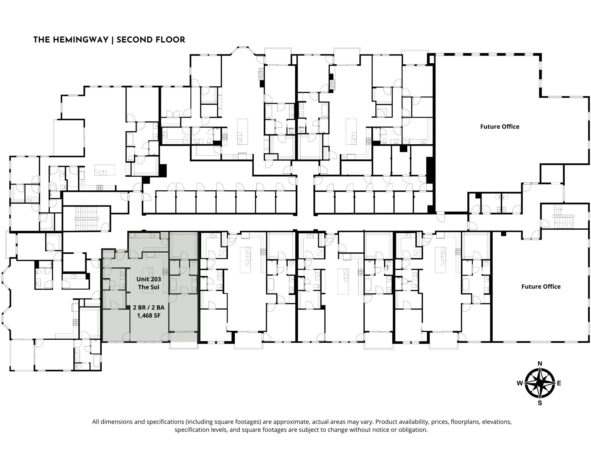 Image showing the location of unit 203 at The Hemingway in Downtown Eagle, Idaho.