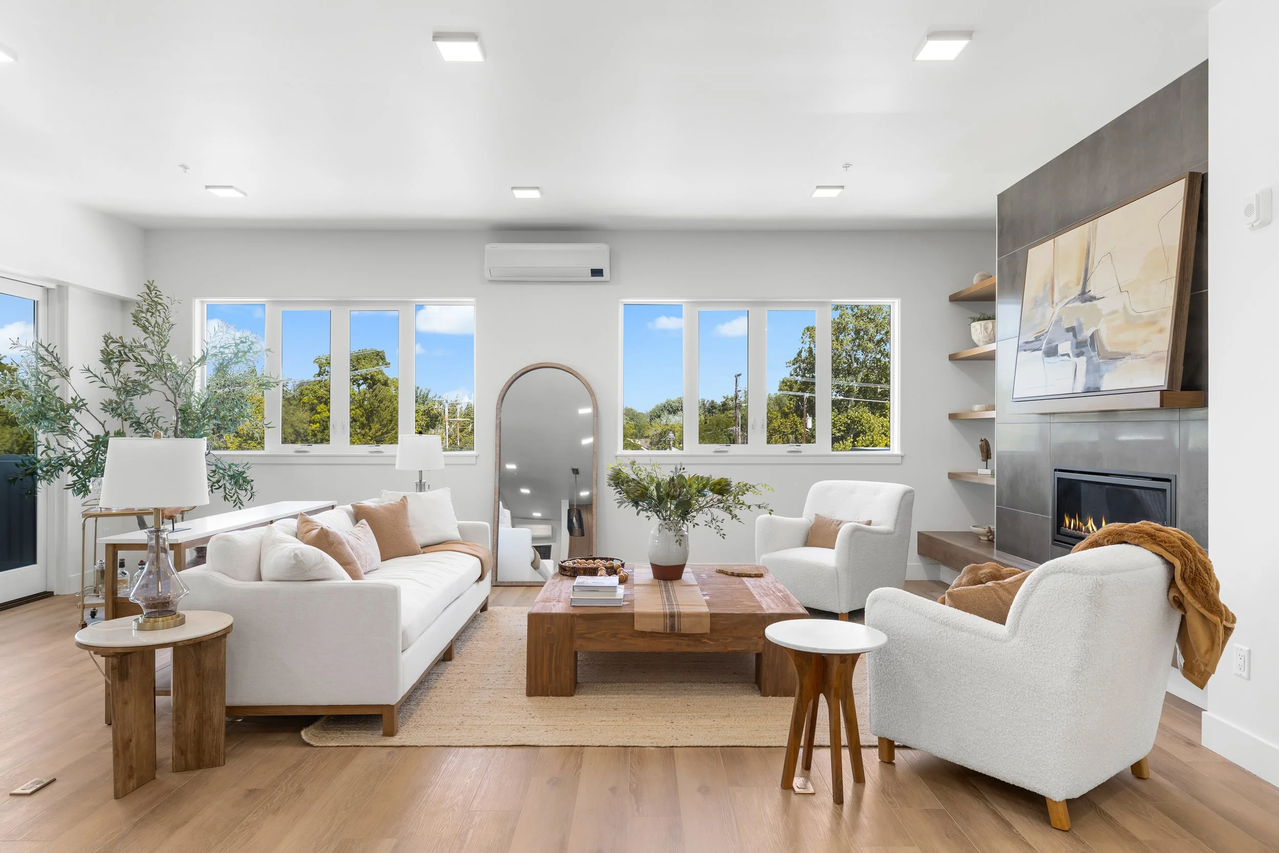 Living room at The Hemingway condominium in Downtown Eagle, Idaho.