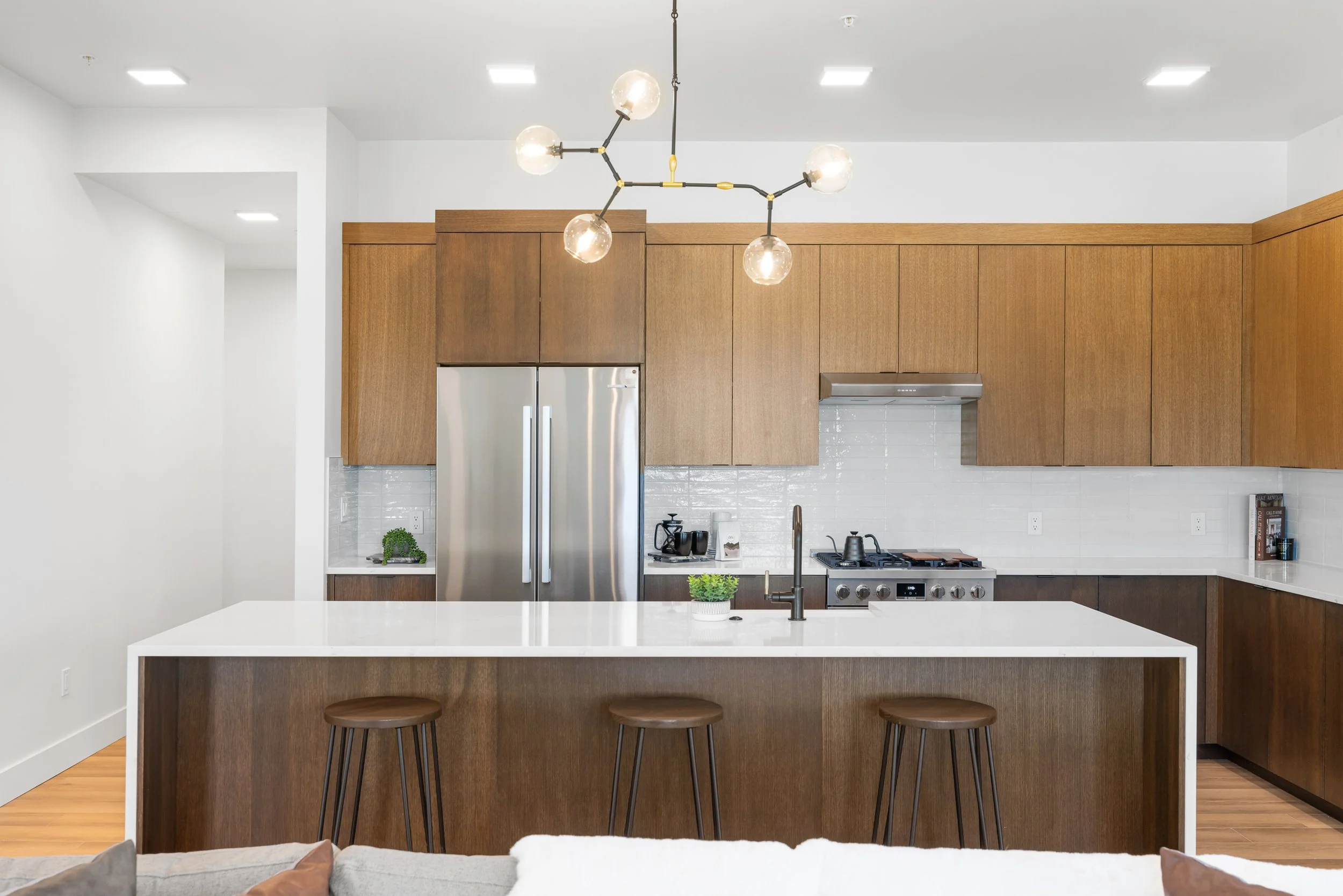 Kitchen with island at The Hemingway residence.