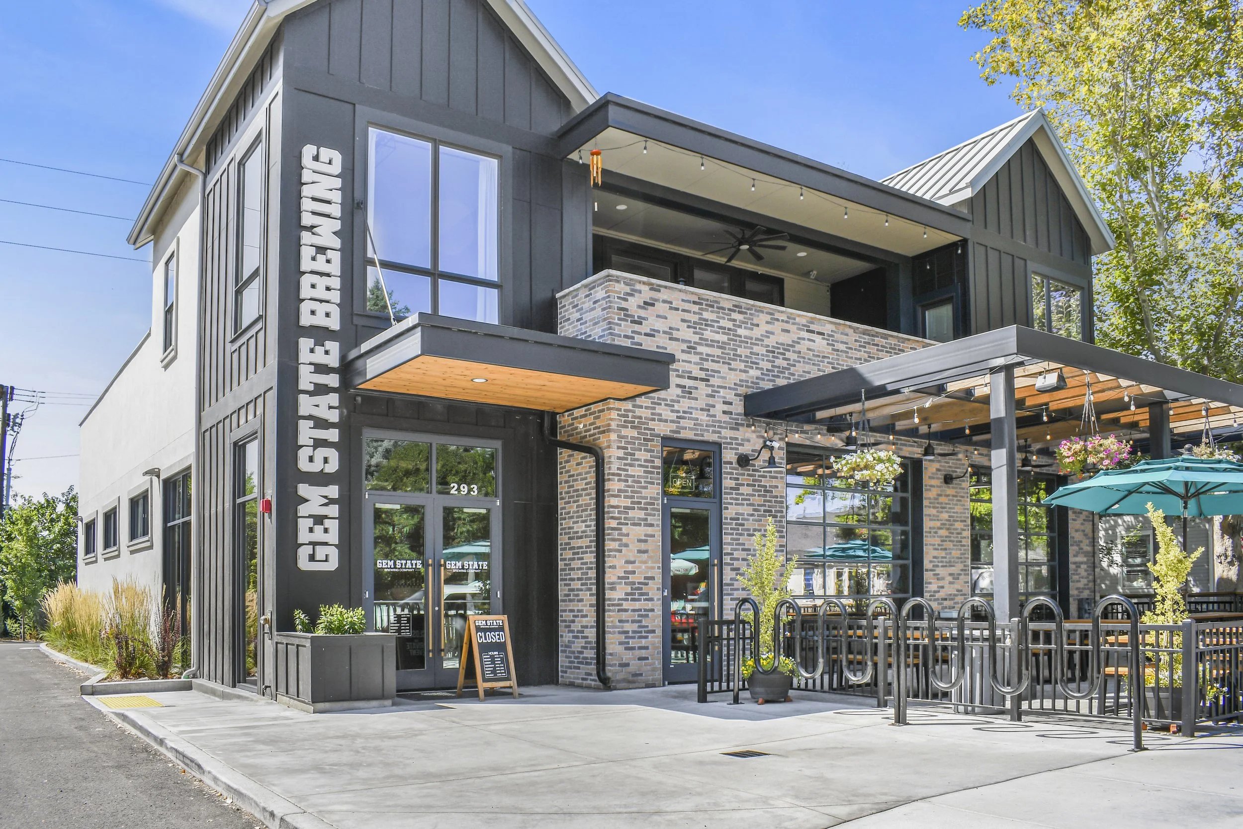 Street-level view of Gem State Brewery in Downtown Eagle, Idaho.