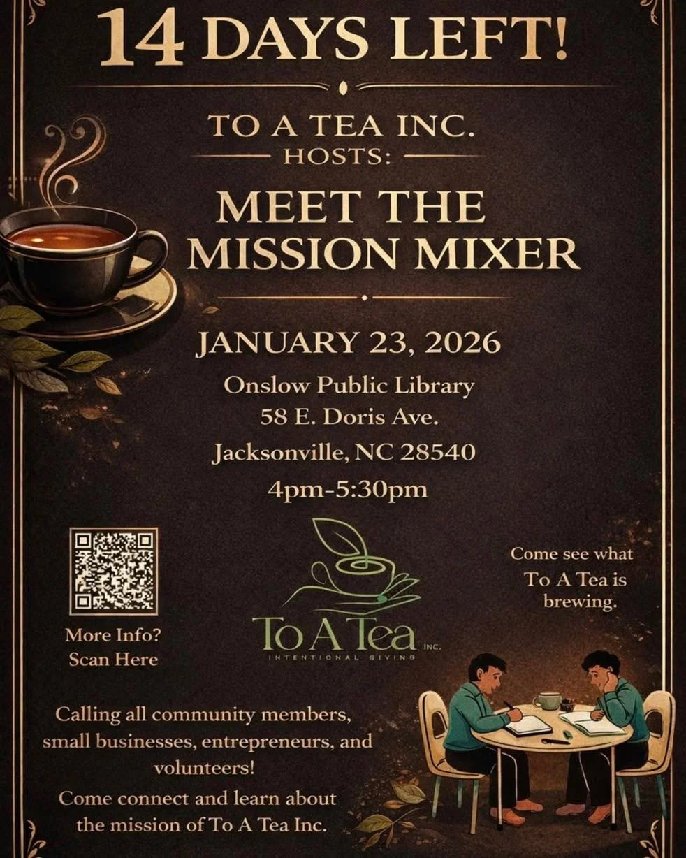 ⏳ Only 14 days left! 💚
Join To A Tea Inc. for Meet the Mission Mixer &mdash; an introductory gathering to learn who we are, what we do, and how we serve our community. 🍵
Connect, learn, and network with like-minded community members as we share our