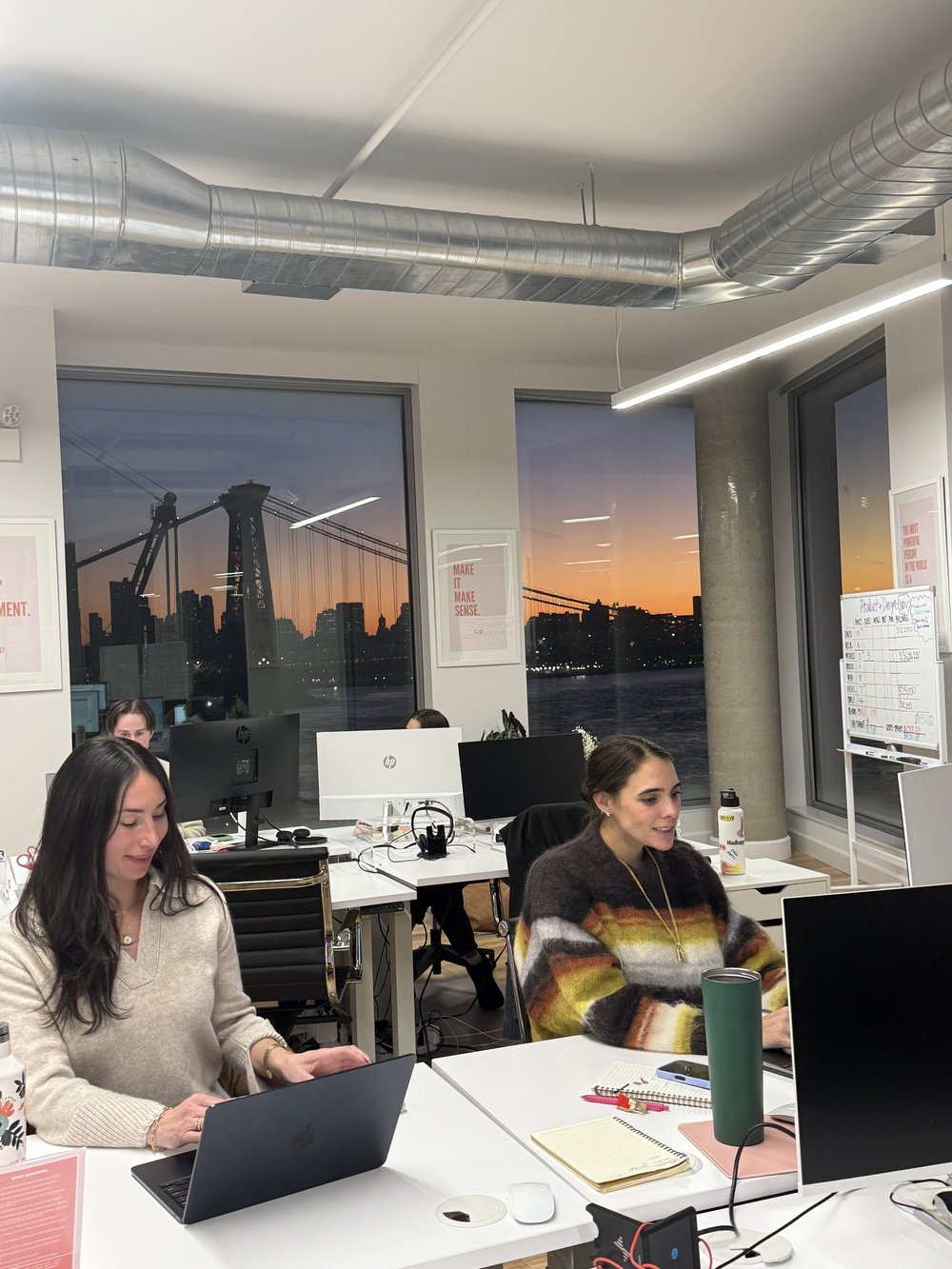 Working at sunset in the NYC office