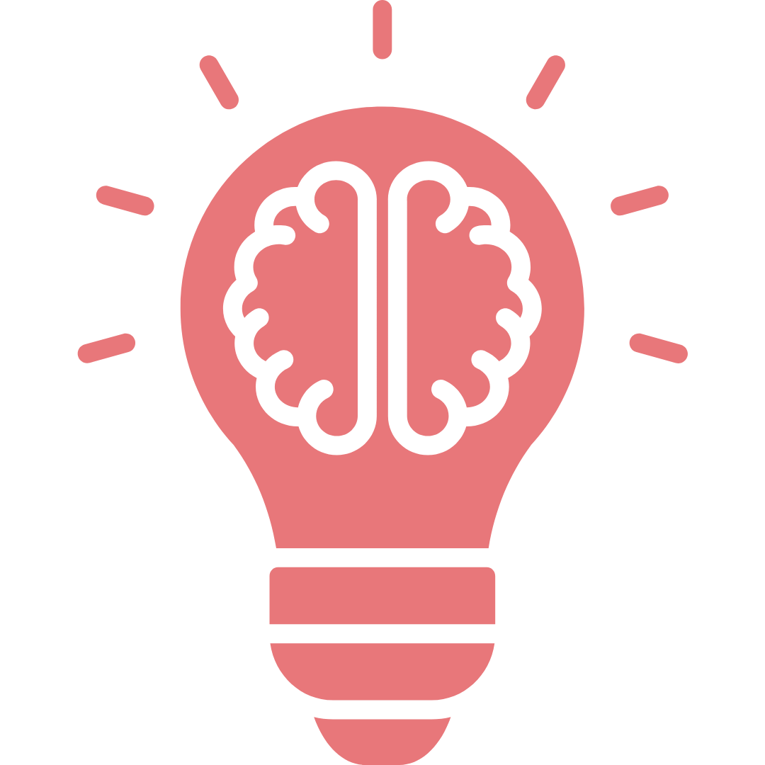 Illustration of a light bulb with a brain inside, symbolizing ideas and creativity.