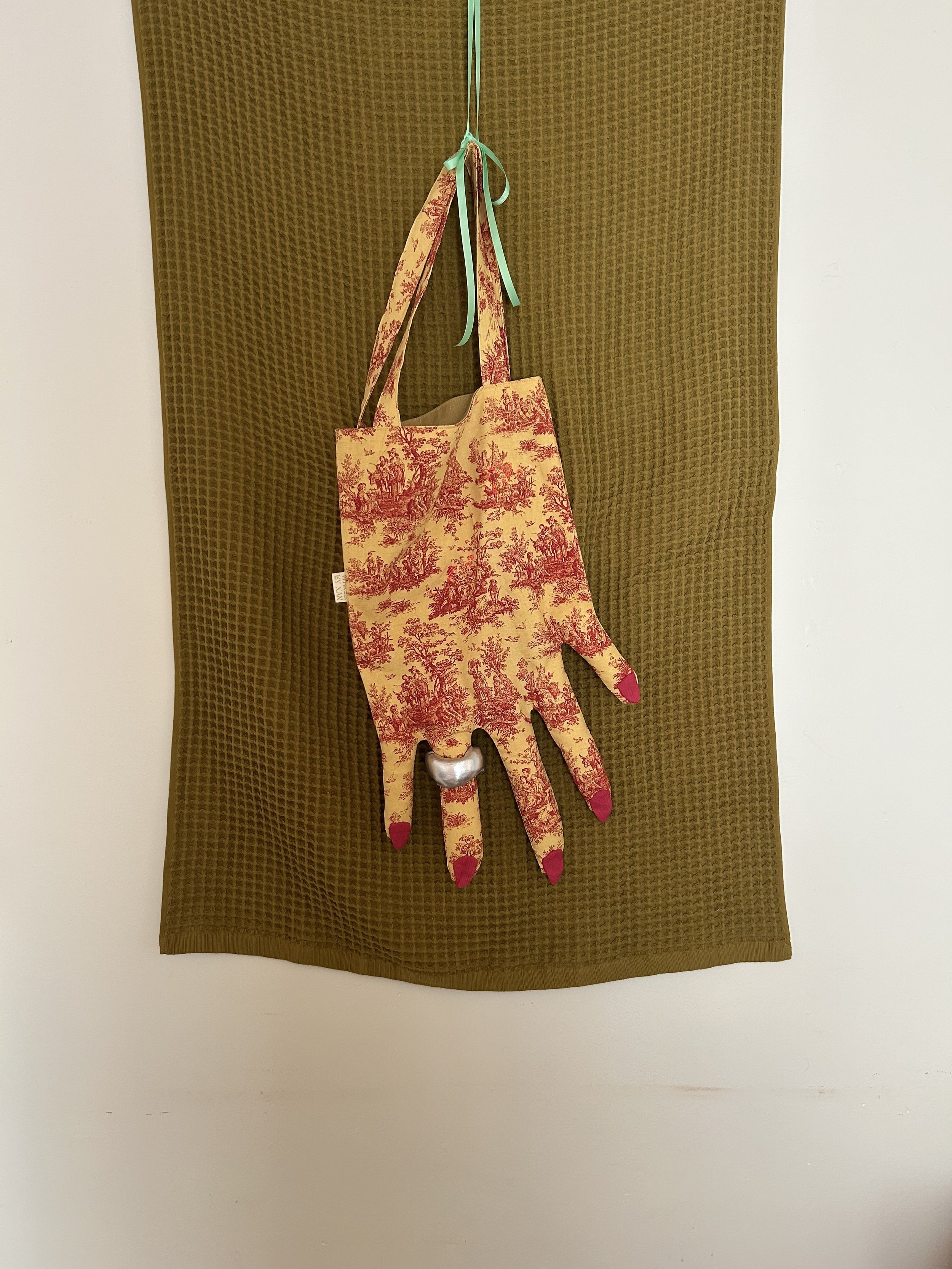 large toile de jouy with fuchsia nails