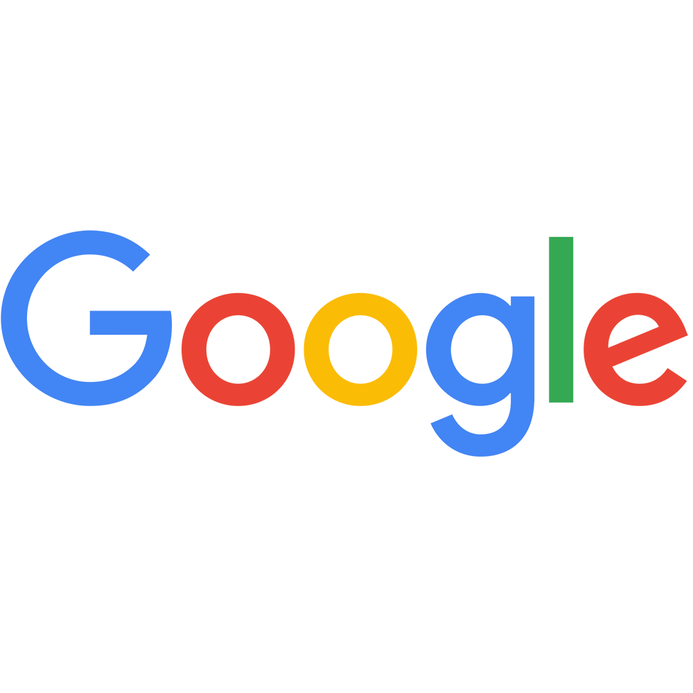Google logo with colorful letters on a black background.