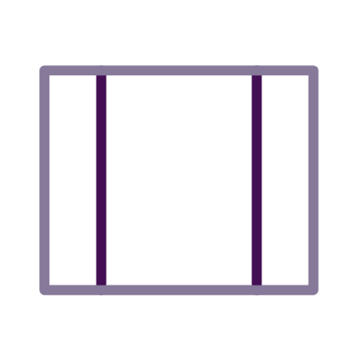 A tennis court with purple lines and two purple poles on either side.