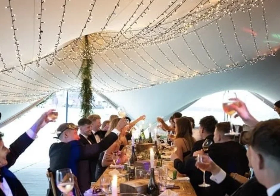 Fairly lights can be hung along the curves of the tent 