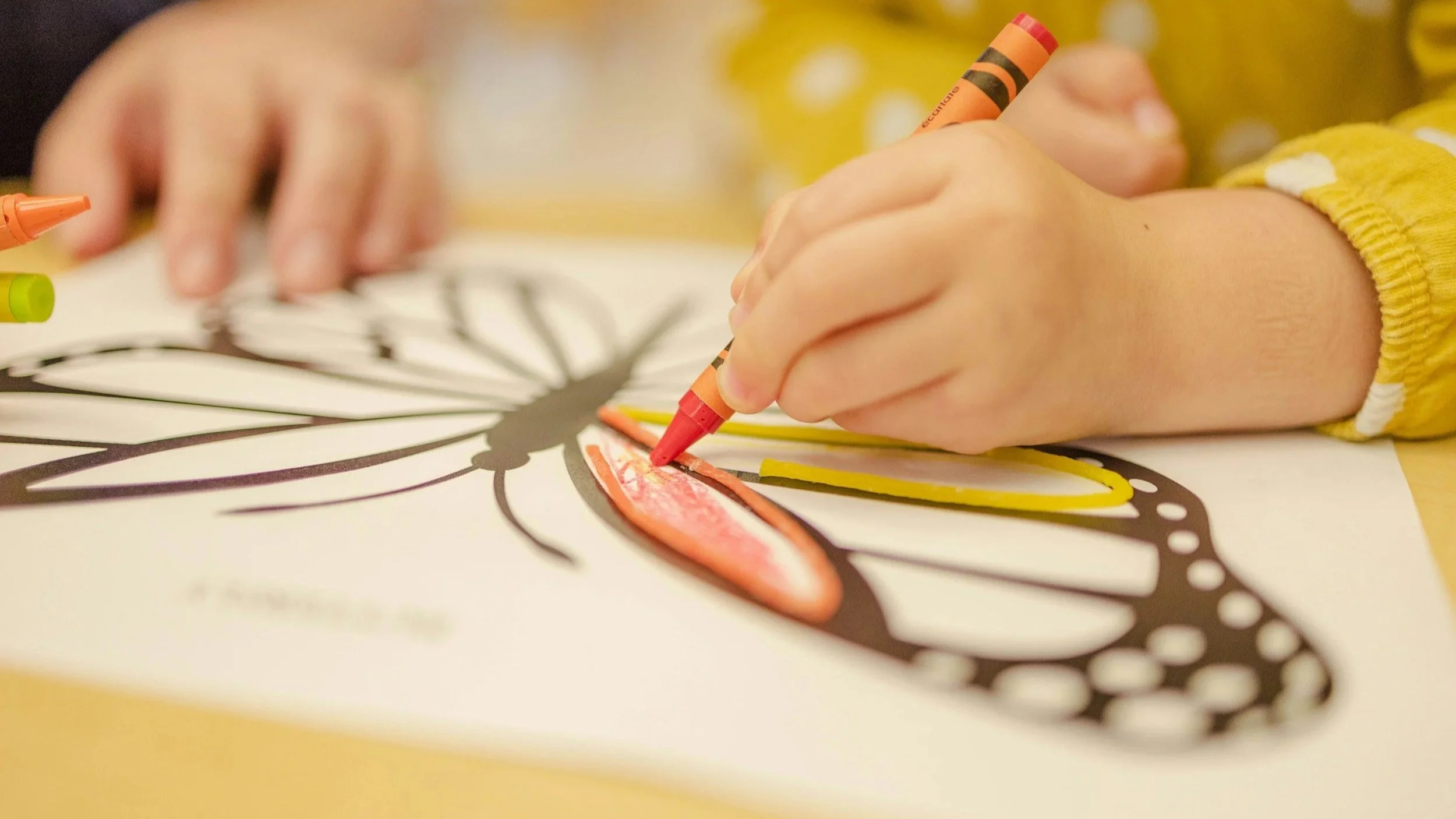 Child Coloring in Montessori School