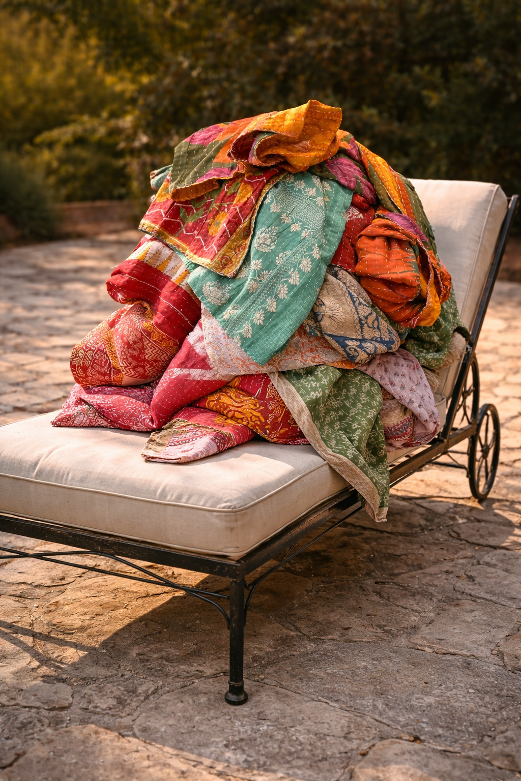 Vintage Kantha Decke aus indischen Saris