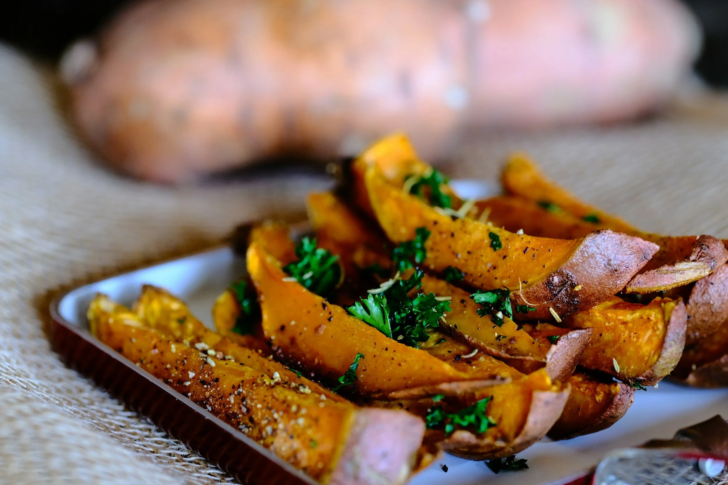 Oven-roasted Jerked Sweet Potatoes