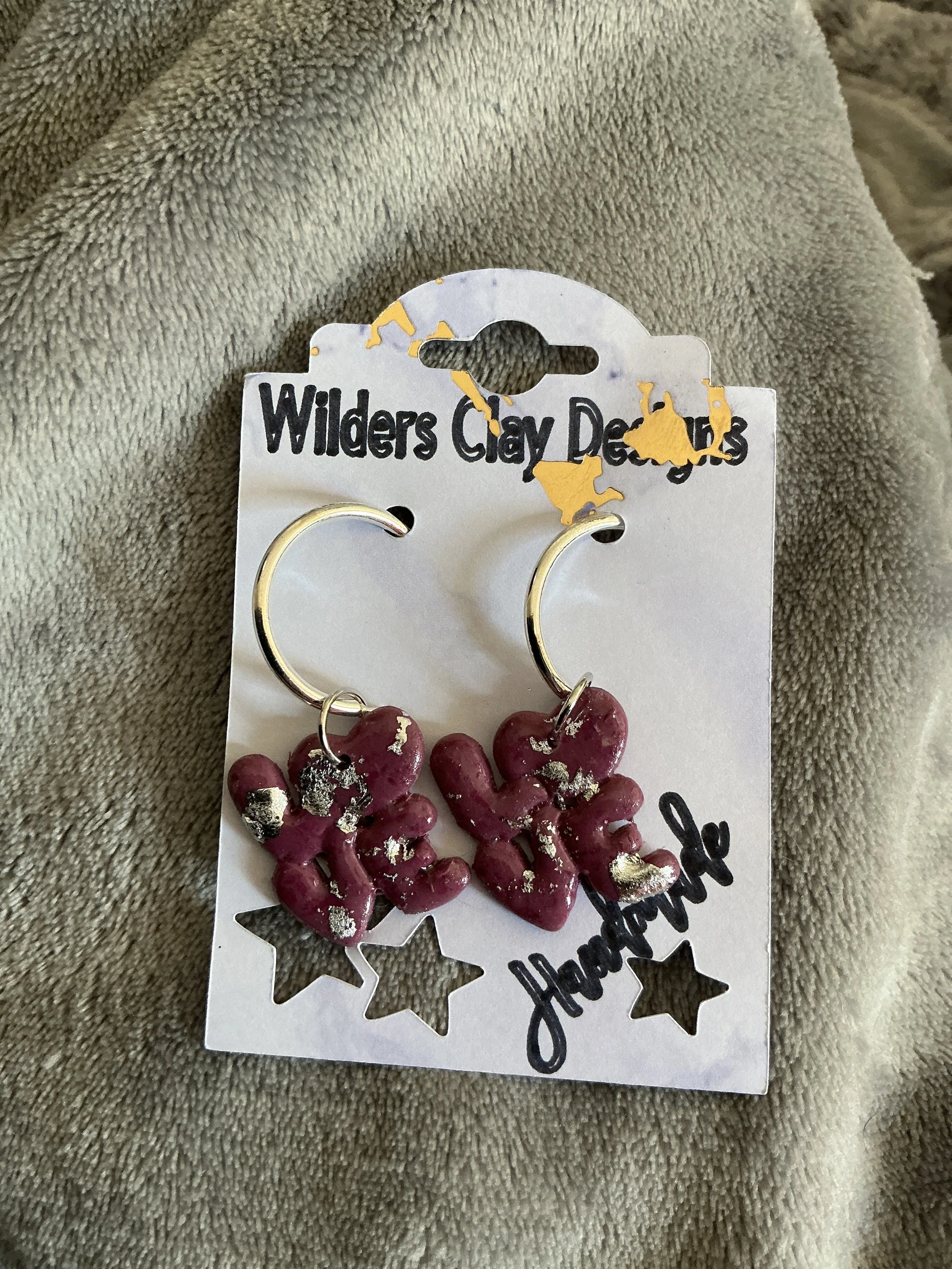 Maroon LOVE with silver flakes