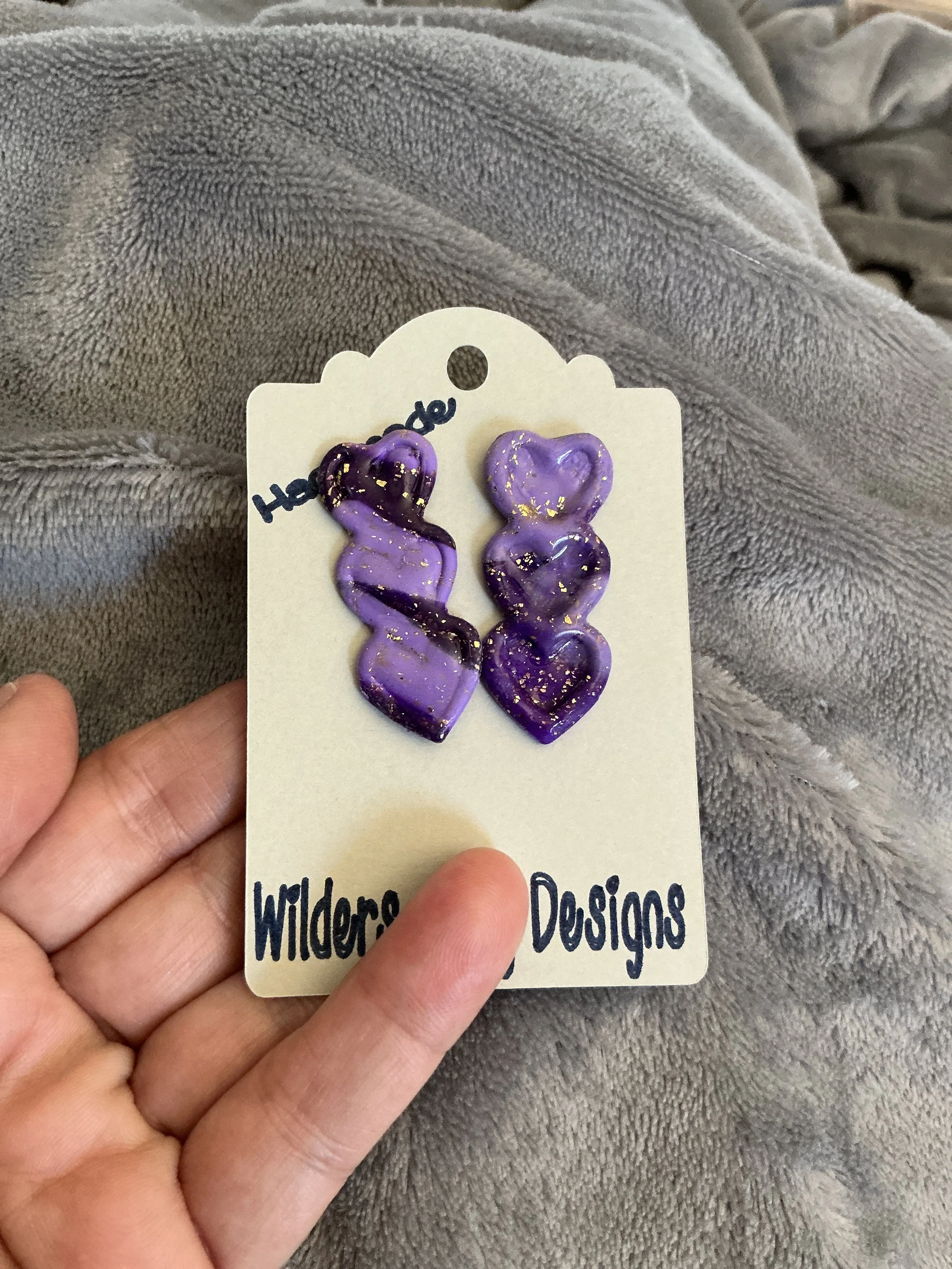 Tri heart purple dangles