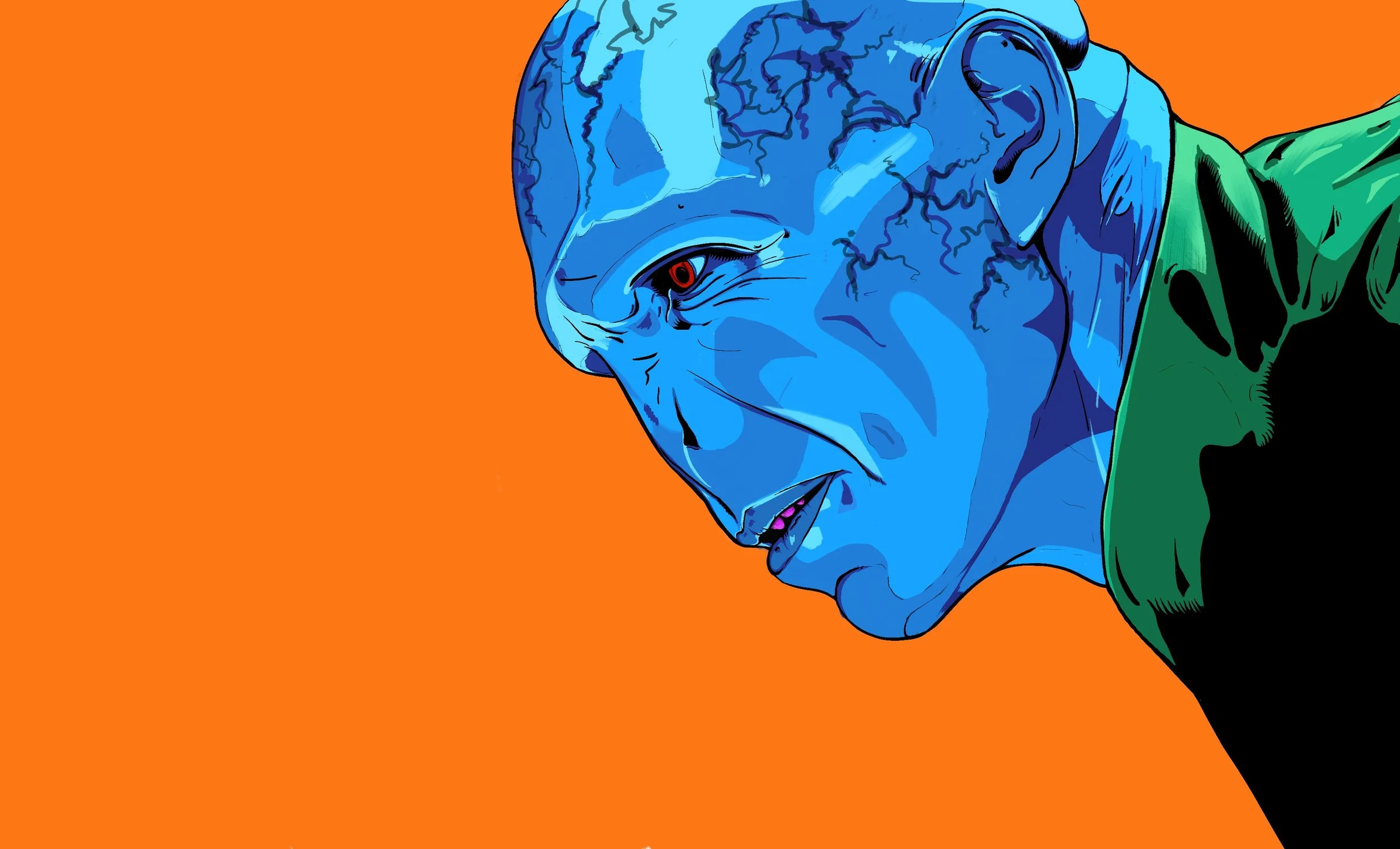 Voldemort if he ate that three-course gum from Willy Wonka, and got to the blueberry pie (in progress)