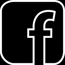 Facebook logo with a black background and white icon.