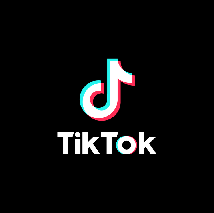 TikTok logo with a black background, featuring the multicolored musical note icon above the word 'TikTok' in white with a colored circle in the letter 'o'.