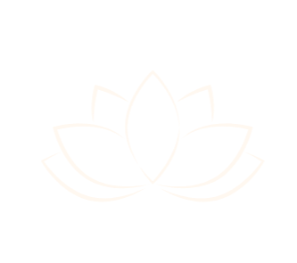 White outline of a lotus flower on a black background.