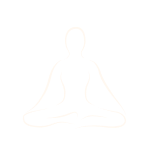 Minimalist line drawing of a person meditating in a seated lotus position.