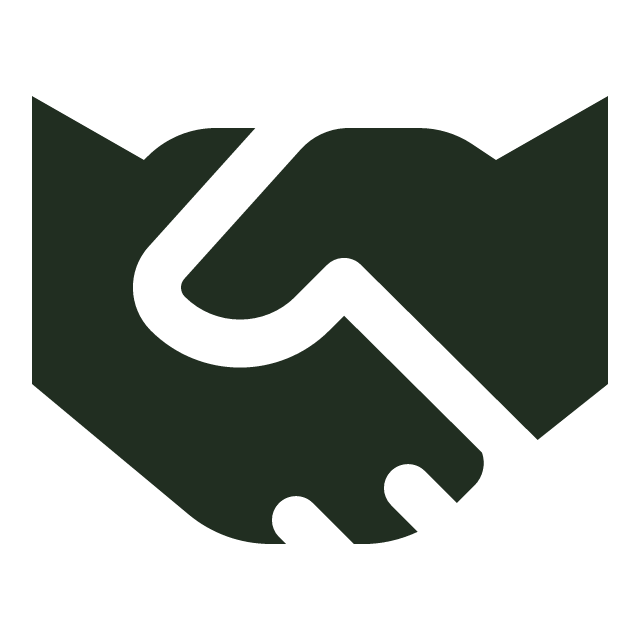 Icon of two hands shaking, symbolizing agreement or partnership.