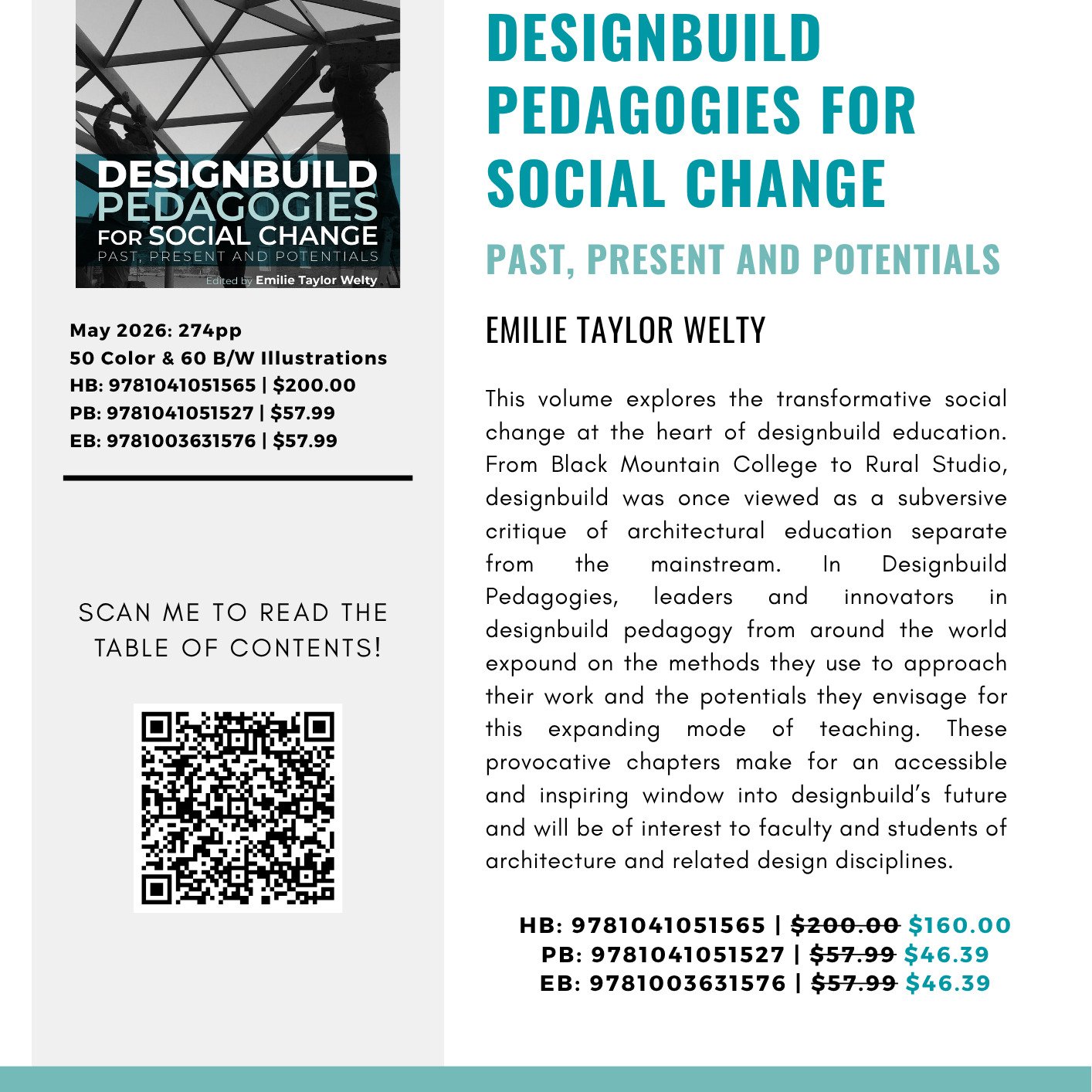 Check out this edited collection by the incredibly thoughtful Emilie Taylor Welty (@emilietaylorwelty)! Included is a reprint of an essay I wrote many years ago on the history of Design/Build Education "in Four Moments." It's wild to think 