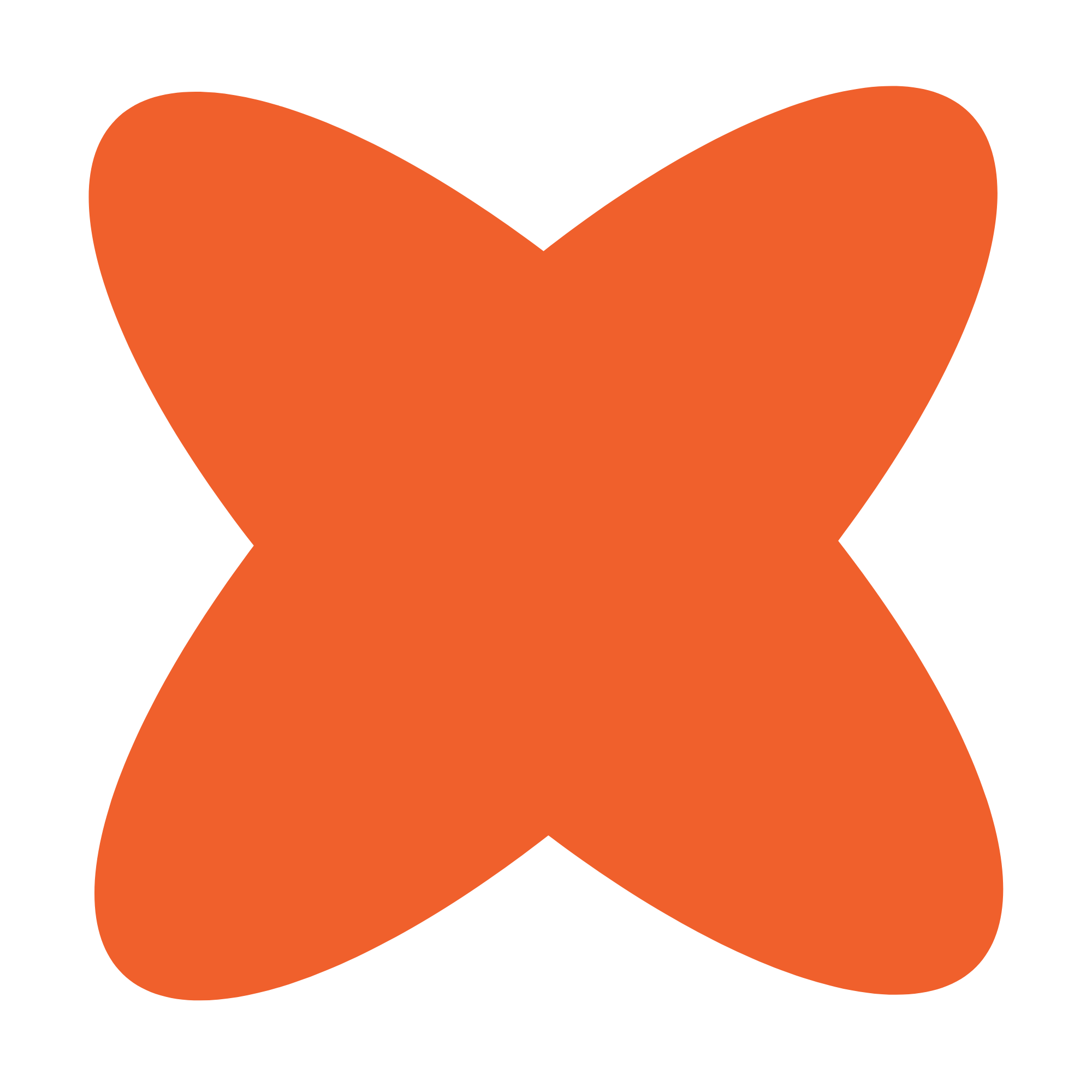 Orange and black abstract X shape logo.