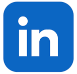 LinkedIn logo with white text on a blue background