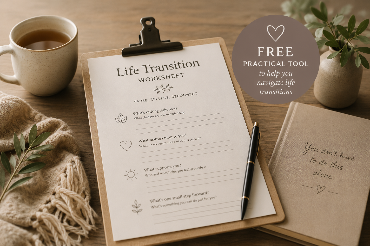 Life Transition Worksheet for reflection and navigating change