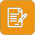 Icon of a document with a pen, indicating writing or editing.