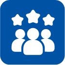 Icon of three people with three stars above them, representing team or achievement.