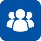Icon of a group of five people, representing teamwork or community