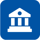 Icon of a classical building with columns and a triangular pediment