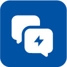 Messaging app icons on a blue background