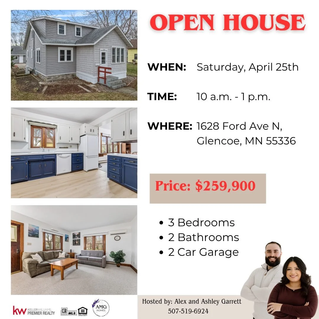 🏡 OPEN HOUSE &ndash; Glencoe, MN 🏡
Join us this Saturday, April 25th from 10:00 AM &ndash; 1:00 PM to tour this beautifully updated home priced at $259,900!

✨ What you&rsquo;ll love:
&bull; 3 spacious bedrooms, 2 bathrooms
&bull; Fresh updates thr
